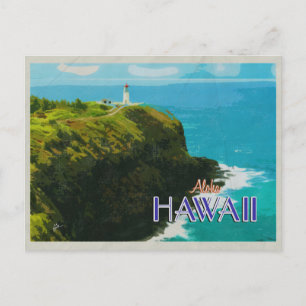 Kilauea Lighthouse Hawaii Vintage Reiseposter Postkarte
