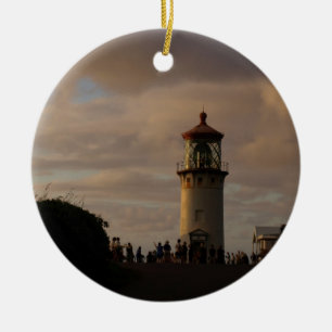 Kilauea Lighthouse in Dusk Keramik Ornament
