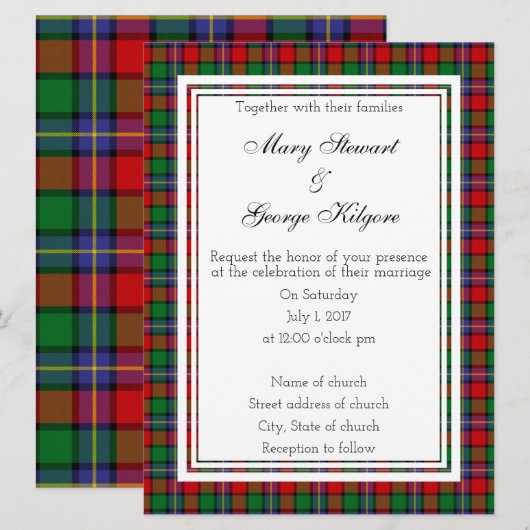 Kilgore Scottish Wedding Einladung (Vorne/Hinten)