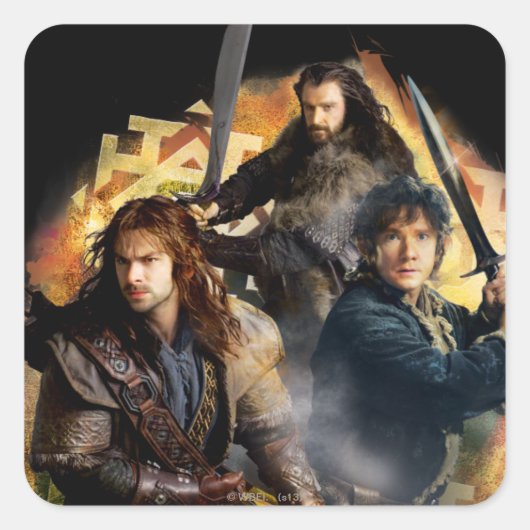 Kili, BILBO BAGGINS™ & THORIN OAKENSHIELD™ Art Quadratischer Aufkleber (Vorderseite)