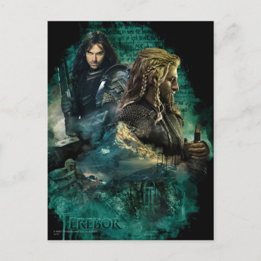 Kili & Fili über Erebor Postkarte (Vorderseite)