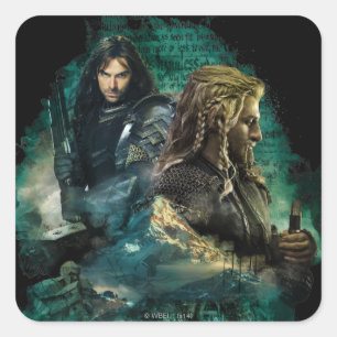 Kili & Fili über Erebor Quadratischer Aufkleber