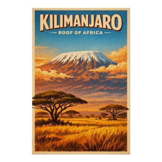 Kilimandscharo, Afrika, in klassischem Retro-Stil Poster (Vorderseite)