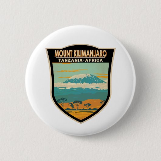 Kilimandscharo Tansania Afrika Vintage Button (Vorderseite)