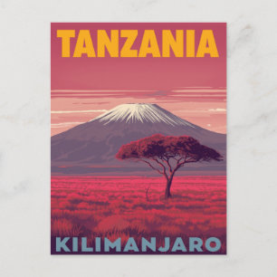 Kilimandscharo Tansania Retro-Reise Postkarte
