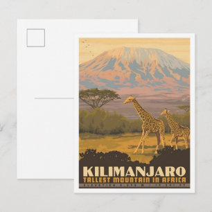 Kilimandscharo Tansania Vintage Reise Postkarte