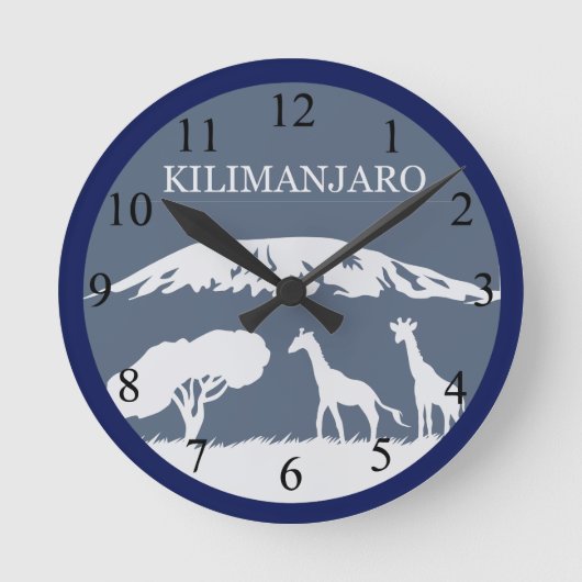 Kilimanjaro (blau) runde wanduhr (Vorderseite)