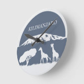 Kilimanjaro (Blue) Runde Wanduhr (Winkel)