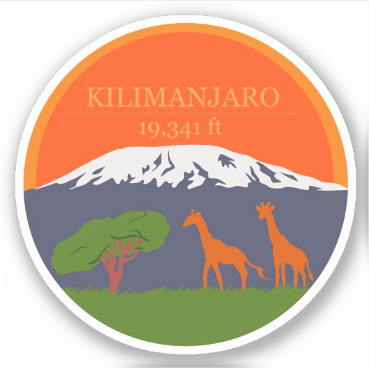 Kilimanjaro Höhe Aufkleber (Vorderseite)