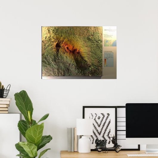 KILIMANJARO MAP Print, Value Poster Paper (Matte) (Heimbüro)