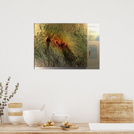KILIMANJARO MAP Print, Value Poster Paper (Matte) (Küche)