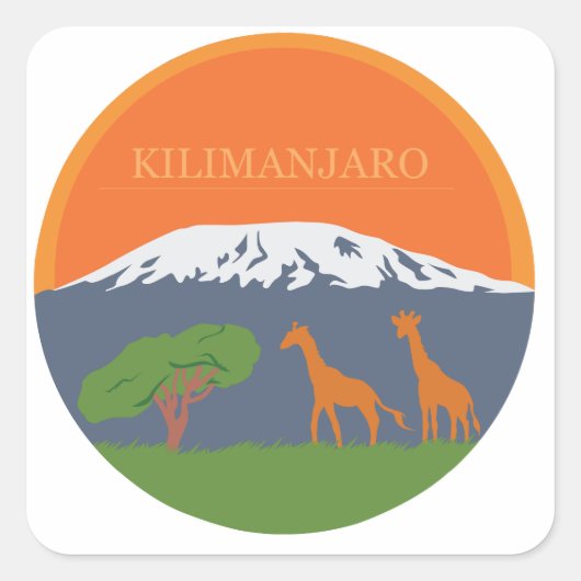 Kilimanjaro Quadratischer Aufkleber (Vorderseite)