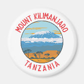 Kilimanjaro Tansania Distressed Circle Magnet (Vorne)
