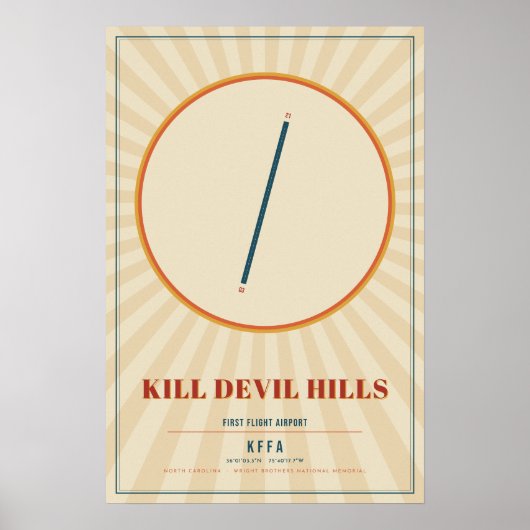 Kill Devil Hills FFA Flugplatzkarte Poster | Retro (Vorne)