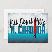 Kill Devil Hills Postcard North Carolina Surfboard Postkarte (Vorne/Hinten)