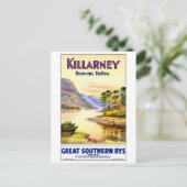 Killarney Ireland Vintage Travel Poster wiederherg Postkarte (Stehend Vorderseite)