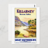 Killarney Ireland Vintage Travel Poster wiederherg Postkarte (Vorne/Hinten)