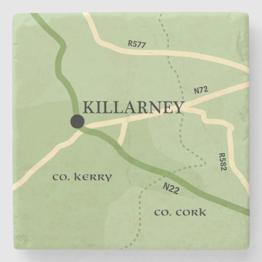 Killarney Landkreis Kerry Ireland Road Map Steinuntersetzer (Vorderseite)