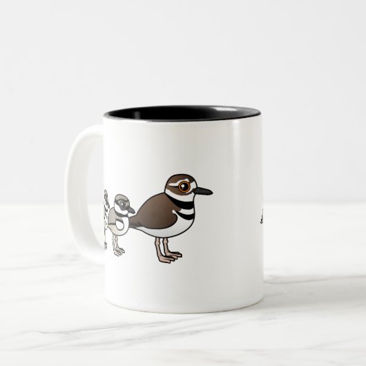 Killdeer u. zwei Küken Zweifarbige Tasse (Vorderseite Links)