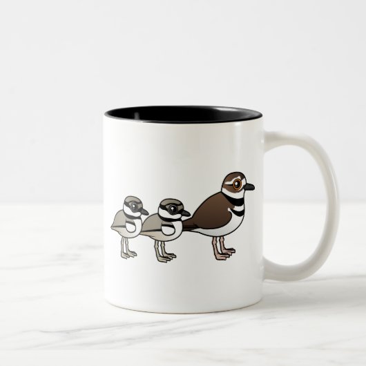Killdeer u. zwei Küken Zweifarbige Tasse (Rechts)