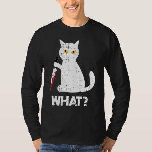 Killer Cat Bloody Knife Kostüm Funny Animal Hallo T-Shirt