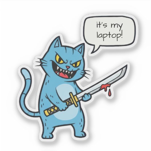 Killer Cat with Sword Aufkleber (Vorderseite)