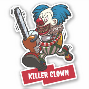 Killer Clown Halloween Horror Kettensäge Cartoon Aufkleber