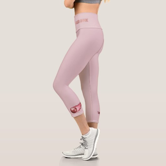 Killer Dink Flaming Rose Gold Pink Pickleball Life Capri Leggings (Links)