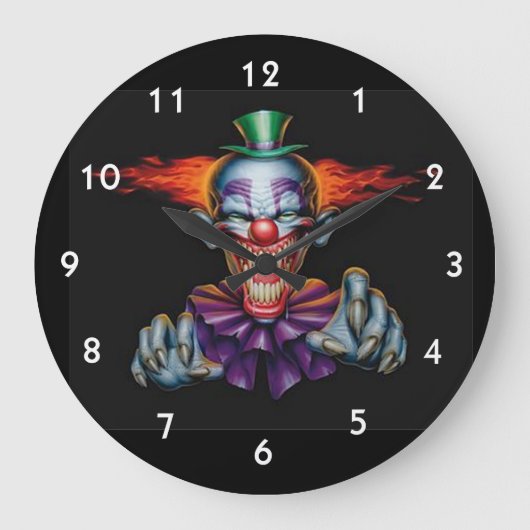Killer Evil Clown Große Wanduhr (Vorderseite)
