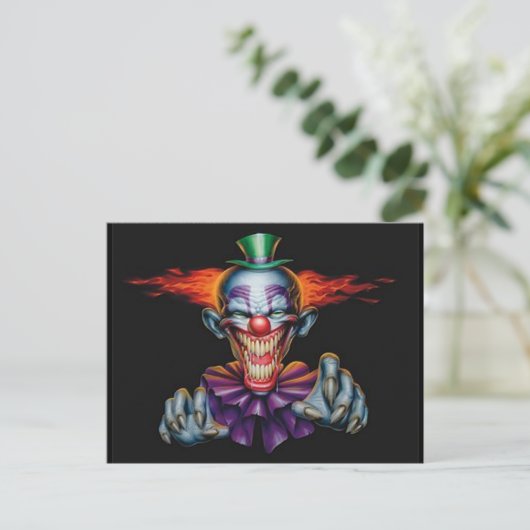 Killer Evil Clown Postkarte (Stehend Vorderseite)