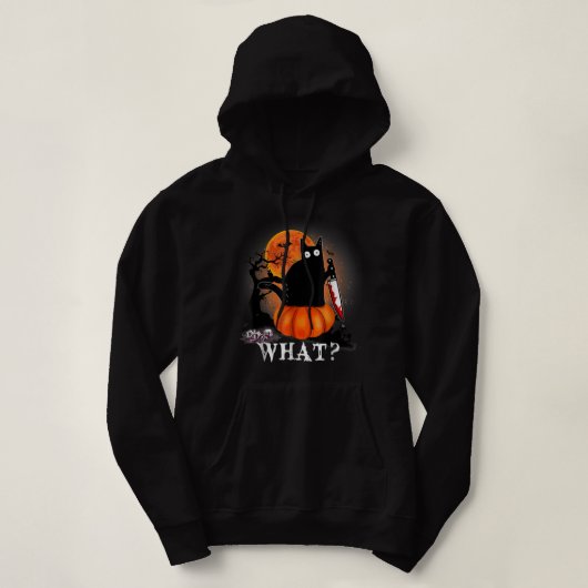 Killer Halloween Beängstigender Mond Schwarze Katz Hoodie (Design vorne)