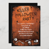 Killer-Halloween-Party mit Skullen Einladung (Vorne/Hinten)