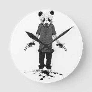 Killer Panda Runde Wanduhr