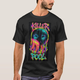 Killer Pool — Neon-Graffiti 8-Ball-Totenkopf T-Shirt