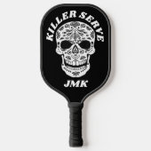 Killer Serve Sugar Skull Mit Monogramm Pickleball Schläger (Vorderseite)