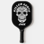 Killer Serve Sugar Skull Mit Monogramm Pickleball Schläger (Rückseite)