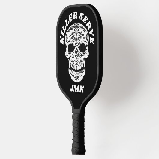 Killer Serve Sugar Skull Mit Monogramm Pickleball Schläger (Links)
