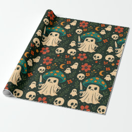 Killer Shroom Skull & Blume Muster Geschenkpapier