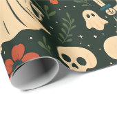 Killer Shroom Skull & Blume Muster Geschenkpapier (Rolleneckpunkt)