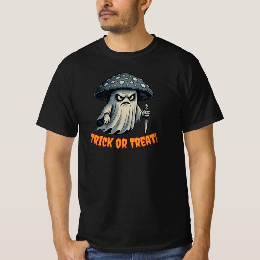 Killer Shroom Spooky Geist mit Knife "TOT" T-Shirt (Vorderseite)