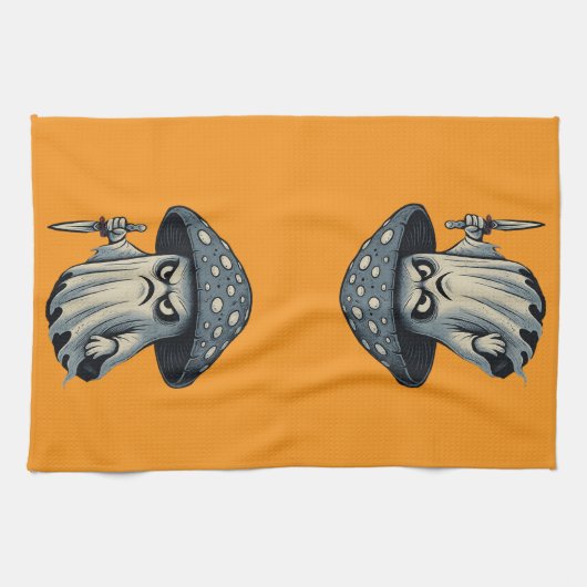 Killer 'Shroom – Spooky Ghost with Knife Geschirrtuch (Horizontal)