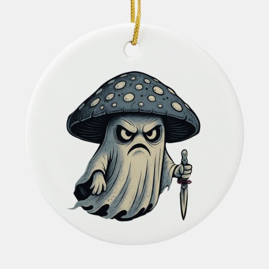 Killer 'Shroom – Spooky Ghost with Knife Keramik Ornament (Vorne)