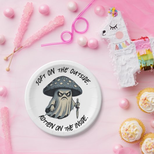 Killer 'Shroom - Spooky Ghost with Knife Pappteller (Party)