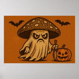 Killer Shroom Spooky Ghost with Knife Poster