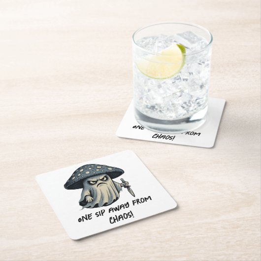 Killer 'Shroom - Spooky Ghost with Knife Rechteckiger Pappuntersetzer (Vor Ort)