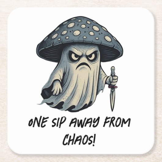 Killer 'Shroom - Spooky Ghost with Knife Rechteckiger Pappuntersetzer (Vorderseite)