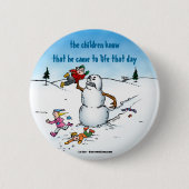 Killer Snowman Funny Cartoon Button (Vorderseite)