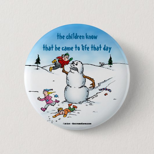 Killer Snowman Funny Cartoon Button (Vorderseite)