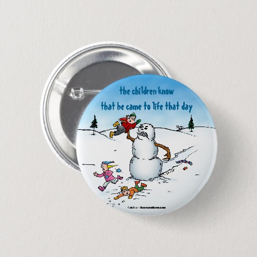 Killer Snowman Funny Cartoon Button (Vorne & Hinten)