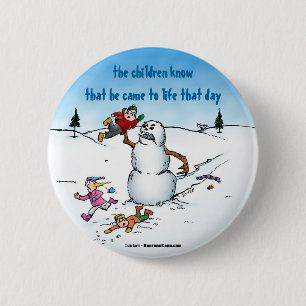 Killer Snowman Funny Cartoon Button